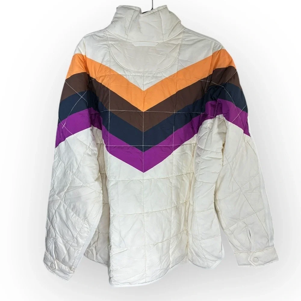 Free People FP Movement x HATCH Printed Puffer Jacket M Ivory Chevron NWT